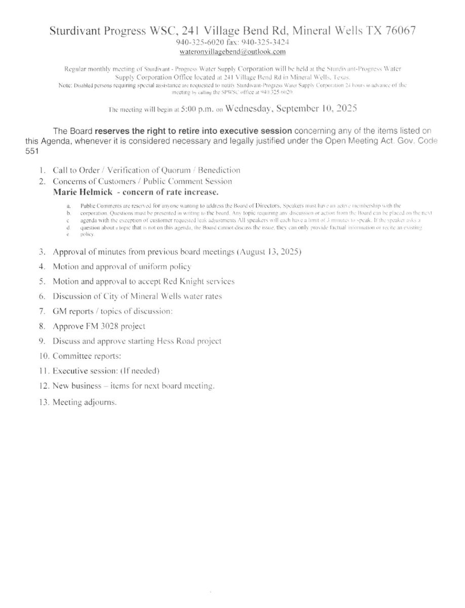 Agenda September 2025