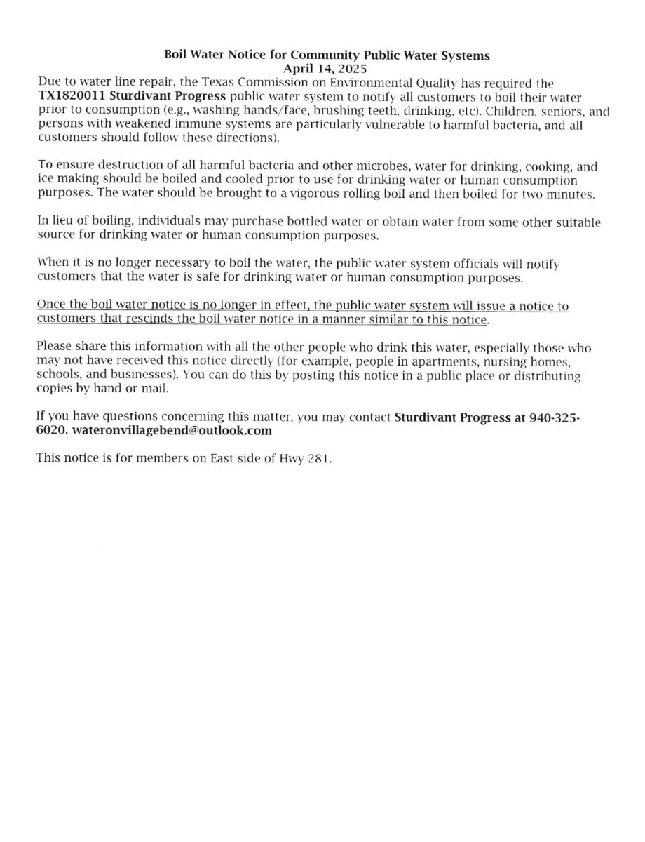 Boil Water Notice April 2025