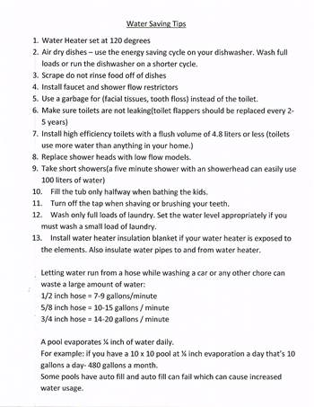 Water Saving Tips